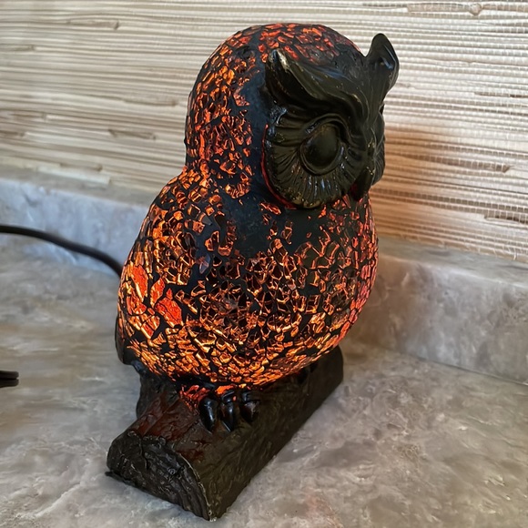 *SOLD*****Vintage Mosaic Crackle Glass Night Owl Table Nightstand Lamp - Picture 13 of 16